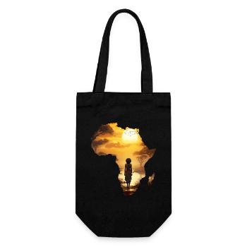 Afrika Landkarte Kontinent Umriss Sonnenuntergang - Geschenkbeutel für Flaschen - Schwarz - Vorne