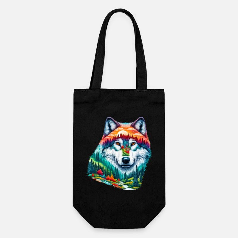 Wolf - Geschenkbeutel für Flaschen - Schwarz