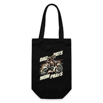 T-shirt moto drôle : papa paie maman prie - Sac à bouteille - noir - Devant