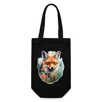 Fuchskopf - Geschenkbeutel für Flaschen - Schwarz - Vorne