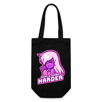 Girls Game Harder - Gift Bag for Bottles - black - Front