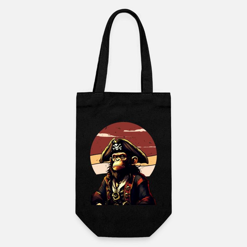 Capitaine Bande Dessinée Singe Pirate Caraïbes - Sac à bouteille - noir
