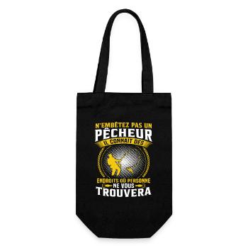 pêche cadeau pêcheur - Sac à bouteille - noir - Devant