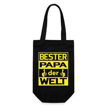 Bester Papa der Welt - stolz zum Zeigen - Geschenkbeutel für Flaschen - Schwarz - Vorne