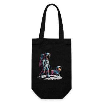 Astronaute qui promène son chien - Sac à bouteille - noir - Devant