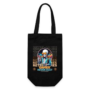 Retro Gamer Never Quit Skelett Design - Geschenkbeutel für Flaschen - Schwarz - Vorne