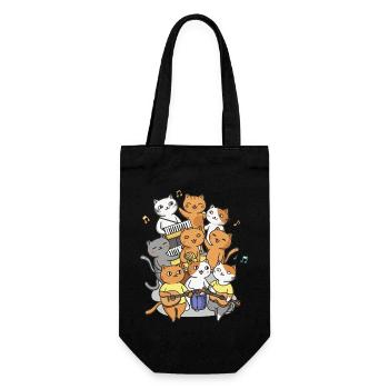 Glückliche Katzen, die ein Geräusch von sich geben - Geschenkbeutel für Flaschen - Schwarz - Vorne