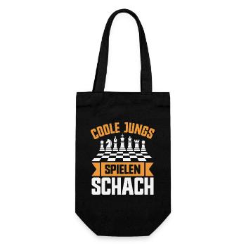 Schach Jungs Schachspieler Jungen - Geschenkbeutel für Flaschen - Schwarz - Vorne