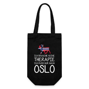Ich brauche keine Therapie Ich muss nur nach Oslo - Geschenkbeutel für Flaschen - Schwarz - Vorne