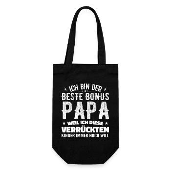 Bonus Papa Stiefvater Bonuspapa Vater Geschenk - Geschenkbeutel für Flaschen - Schwarz - Vorne