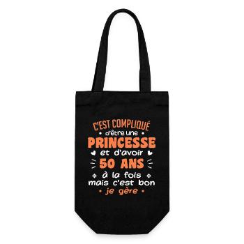 Femme Princesse Anniversaire 50 Ans - Sac à bouteille - noir - Devant