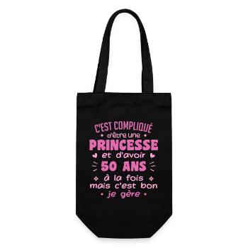 Femme Princesse Anniversaire 50 Ans - Sac à bouteille - noir - Devant