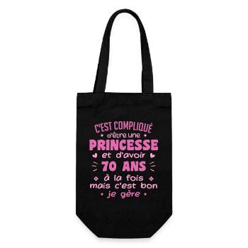 Woman Princess Birthday 70 Years - Gift Bag for Bottles - black - Front