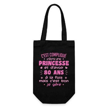 Woman Princess Birthday 80 Years - Gift Bag for Bottles - black - Front