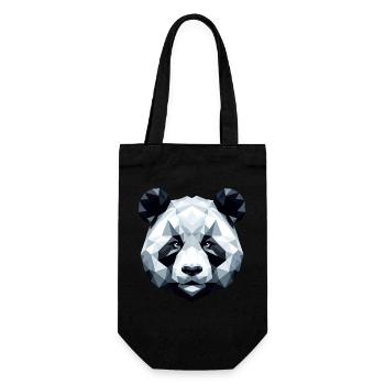 Panda Porträt Geometrie Polygon Kunststil - Geschenkbeutel für Flaschen - Schwarz - Vorne
