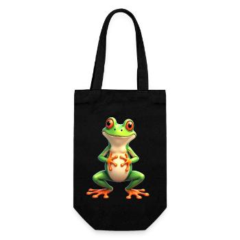 frog funny tree frog red-eyed tree frog - Gift Bag for Bottles - black - Front