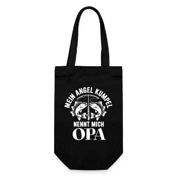 Opa und Enkel Angeln Angelbuddys. Geschenk für Opa - Geschenkbeutel für Flaschen - Schwarz - Vorne