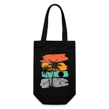 Summer beach palm mountains - Gift Bag for Bottles - black - Front