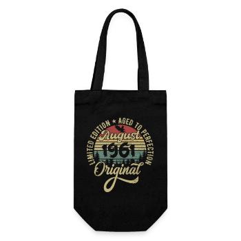 August 1961 Geburtstagsgeschenk August 1961 August - Geschenkbeutel für Flaschen - Schwarz - Vorne