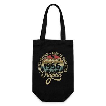 August 1956 Geburtstagsgeschenk August 1956 August - Geschenkbeutel für Flaschen - Schwarz - Vorne