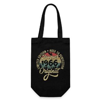 August 1966 Geburtstagsgeschenk August 1966 August - Geschenkbeutel für Flaschen - Schwarz - Vorne