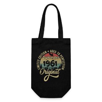 64. Geburtstag September 1961 - 64 Jahre alt - Geschenkbeutel für Flaschen - Schwarz - Vorne