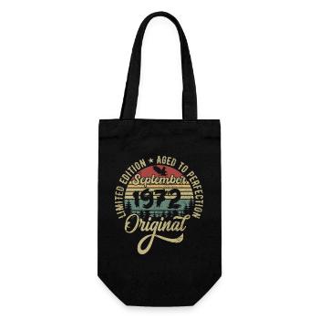 53. Geburtstag September 1972 - 53 Jahre alt - Geschenkbeutel für Flaschen - Schwarz - Vorne
