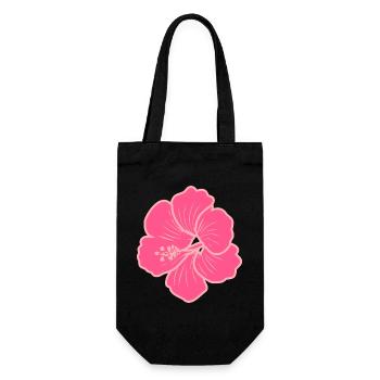 Hibiskus Blume – Y2K Pink Retro Neon Style - Geschenkbeutel für Flaschen - Schwarz - Vorne