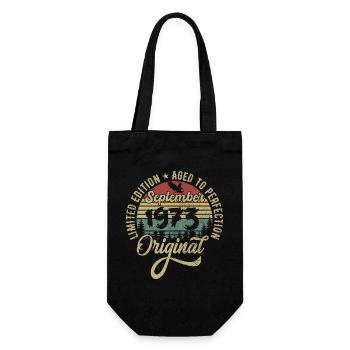 52. Geburtstag September 1973 - 52 Jahre alt - Geschenkbeutel für Flaschen - Schwarz - Vorne
