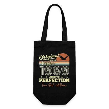 1969 Oktober 1969 Geburtstag Oktober 1969 - Geschenkbeutel für Flaschen - Schwarz - Vorne