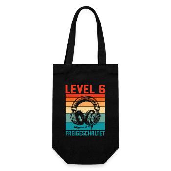 6th Birthday Boys Gamer Level 6 Unlocked - Gift Bag for Bottles - black - Front