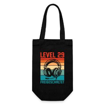 28. Geburtstag Männer Gamer Level 28 Unlocked - Geschenkbeutel für Flaschen - Schwarz - Vorne