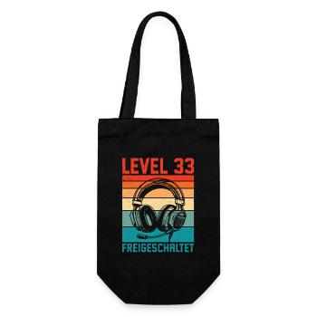 33rd Birthday Men Gamer Level 33 Unlocked - Gift Bag for Bottles - black - Front