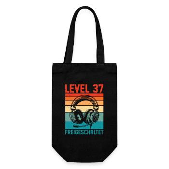 37th Birthday Men Gamer Level 37 Unlocked - Gift Bag for Bottles - black - Front