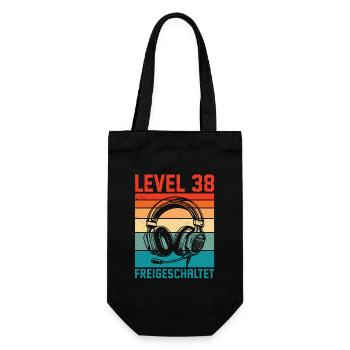 38. Geburtstag Männer Gamer Level 38 Unlocked - Geschenkbeutel für Flaschen - Schwarz - Vorne