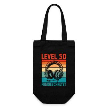 50. Geburtstag Männer Gamer Level 50 Unlocked - Geschenkbeutel für Flaschen - Schwarz - Vorne