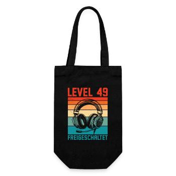 49. Geburtstag Männer Gamer Level 49 Unlocked - Geschenkbeutel für Flaschen - Schwarz - Vorne