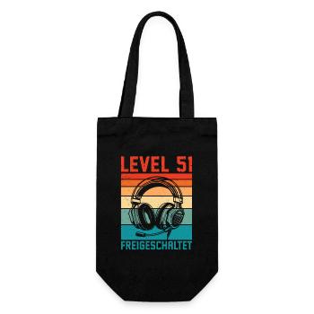 51st Birthday Men Gamer Level 51 Unlocked - Gift Bag for Bottles - black - Front