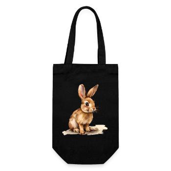 Wasserfarbenhase im Frühlingslicht - Geschenkbeutel für Flaschen - Schwarz - Vorne