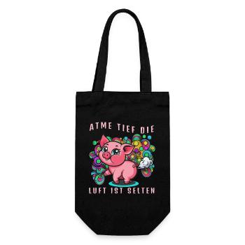 Pink Pig with Colorful Balloons (Furtz) - Gift Bag for Bottles - black - Front