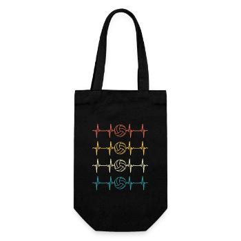 Volleyball Heartbeat Retro Volleyball  - Gift Bag for Bottles - black - Front