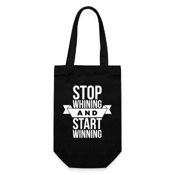 Hör auf zu jammern Fang an zu gewinnen – Motivation Weiß - Geschenkbeutel für Flaschen - Schwarz - Vorne
