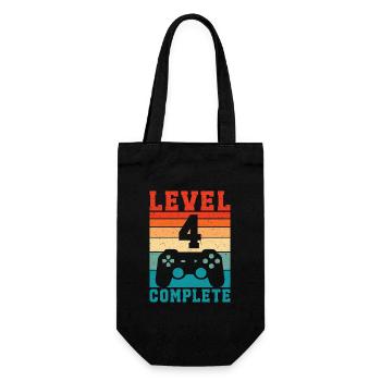 4th Birthday Level 4 Complete 4 Years Gamer - Gift Bag for Bottles - black - Front