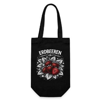 Erdbeeren Kontrast Illustration - Geschenkbeutel für Flaschen - Schwarz - Vorne