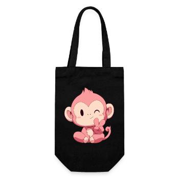 Petit Singe Rose Paix - Sac à bouteille - noir - Devant