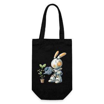 Robot rabbit watering plant - Gift Bag for Bottles - black - Front