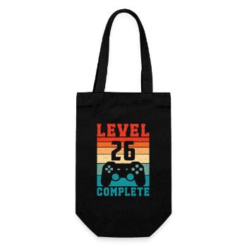 26. Geburtstag Level 26 Complete 26 Jahre Gamer - Geschenkbeutel für Flaschen - Schwarz - Vorne