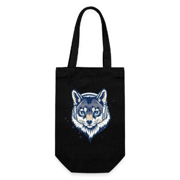 cooler Fuchs mit Kopfhörern - Geschenkbeutel für Flaschen - Schwarz - Vorne