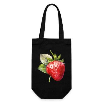 Erdbeer Aquarell Frische - Geschenkbeutel für Flaschen - Schwarz - Vorne
