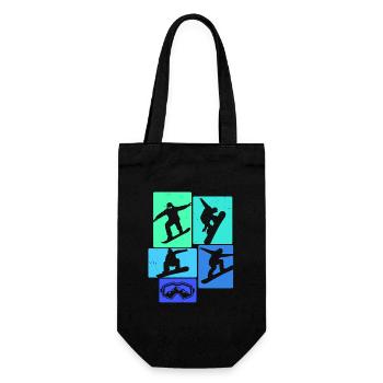Snowboarden Retro Snowboard Snowboarding Snowboard - Geschenkbeutel für Flaschen - Schwarz - Vorne